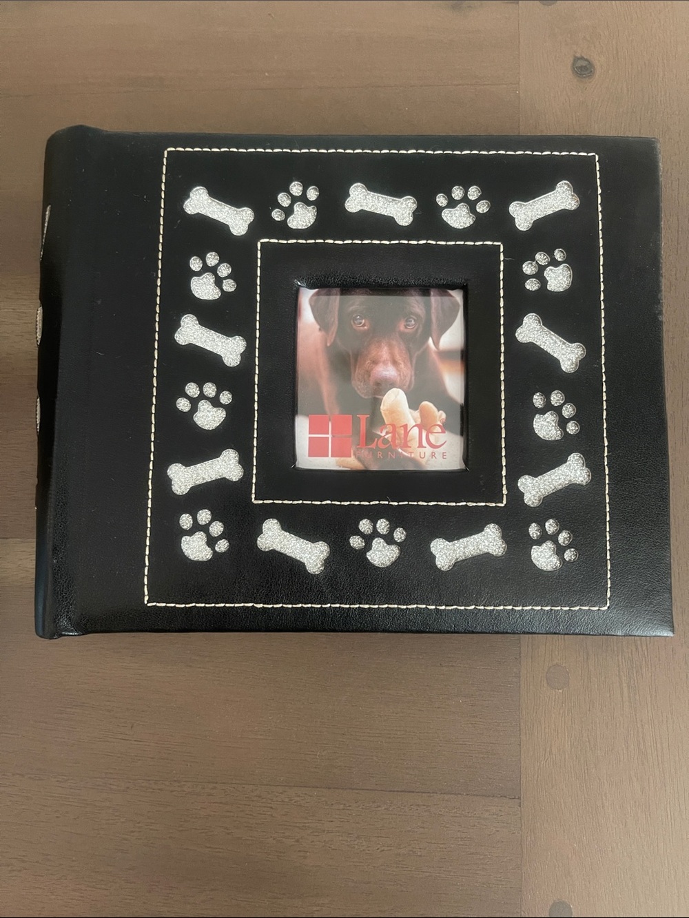 NEW WOOF 4x6 Photo Album with Silver Glitter lettering Dog Bone, Dog Paw